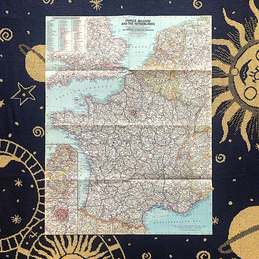 VTG Map 1960 France, Belgium & The Netherlands NAT GEO
